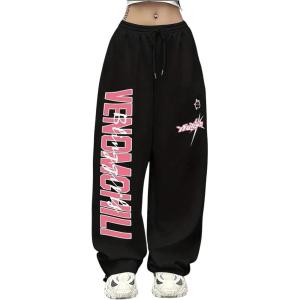 imageSOLY HUX Womens Letter Print Graphic Sweatpants Drawstring Elastic Waist Loose Long PantsBlack Letter