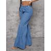 imageSOLY HUX Womens Drawstring High Waist Ruffle Hem Wide Leg Jeans Loose Casual Denim PantsMedium Blue