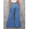 imageSOLY HUX Womens Drawstring High Waist Ruffle Hem Wide Leg Jeans Loose Casual Denim PantsMedium Blue