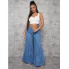 imageSOLY HUX Womens Drawstring High Waist Ruffle Hem Wide Leg Jeans Loose Casual Denim PantsMedium Blue