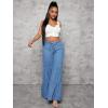 imageSOLY HUX Womens Drawstring High Waist Ruffle Hem Wide Leg Jeans Loose Casual Denim PantsMedium Blue