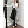 imageSOLY HUX Womens Elastic Waist Straight Leg Pants Side Striped Knot Casual Baggy SweatpantsBlack Striped