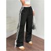 imageSOLY HUX Womens Elastic Waist Straight Leg Pants Side Striped Knot Casual Baggy SweatpantsBlack Striped