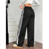 imageSOLY HUX Womens Elastic Waist Straight Leg Pants Side Striped Knot Casual Baggy SweatpantsBlack Striped