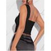 imageSOLY HUX Womens One Shoulder Tank Top Sleeveless Cut Out Ruched Going Out Fitted Crop TopsSolid Black