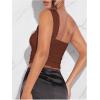 imageSOLY HUX Womens One Shoulder Tank Top Sleeveless Cut Out Ruched Going Out Fitted Crop TopsSolid Coffee Brown