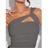 imageSOLY HUX Womens One Shoulder Tank Top Sleeveless Cut Out Ruched Going Out Fitted Crop TopsSolid Grey