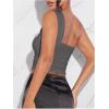 imageSOLY HUX Womens One Shoulder Tank Top Sleeveless Cut Out Ruched Going Out Fitted Crop TopsSolid Grey