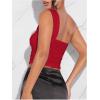 imageSOLY HUX Womens One Shoulder Tank Top Sleeveless Cut Out Ruched Going Out Fitted Crop TopsSolid Red
