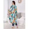imageSOLY HUX Womens Plus Size Printed 34 Sleeve High Low Asymmetrical Top BlouseMulticoloured Geometric