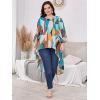 imageSOLY HUX Womens Plus Size Printed 34 Sleeve High Low Asymmetrical Top BlouseMulticoloured Geometric