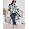 imageSOLY HUX Womens Plus Size Printed 34 Sleeve High Low Asymmetrical Top BlouseMulticoloured Geometric