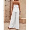 imageSOLY HUX Womens Strapless Sleeveless Tie Back Tube Jumpsuit Wide Leg Loose PantsPlain White