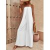 imageSOLY HUX Womens Strapless Sleeveless Tie Back Tube Jumpsuit Wide Leg Loose PantsPlain White