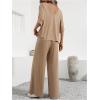 imageSOLY HUX Womens Summer 2 Piece Outfits V Neck Half Sleeve T Shirt and Wide Leg Pants SetPlain Khaki