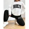 imageSOLY HUX Womens Sweatsuit 2 Piece Letter Graphic Long Sleeve Sweatshirt and Pants Outfits Set Casual TracksuitsBlack and White