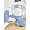 imageSOLY HUX Womens Sweatsuit 2 Piece Letter Graphic Long Sleeve Sweatshirt and Pants Outfits Set Casual TracksuitsWhite and Blue