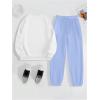 imageSOLY HUX Womens Sweatsuit 2 Piece Letter Graphic Long Sleeve Sweatshirt and Pants Outfits Set Casual TracksuitsWhite and Blue