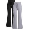 imageSOLY HUX Girls 2 Piece Sweatpants Elastic High Waisted Flared Leg Long PantsBlack and Grey