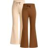 imageSOLY HUX Girls 2 Piece Sweatpants Elastic High Waisted Flared Leg Long PantsRust Brown and Apricot