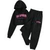 imageSOLY HUX Womens 2 Piece Outfits Letter Graphic Drawstring Long Sleeve Hoodies and Sweatpants SetBlack Letter