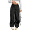 imageSOLY HUX Womens Elastic Waist Straight Leg Pants Side Striped Knot Casual Baggy SweatpantsBlack Striped