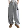imageSOLY HUX Womens Plus Size Drawstring Waist Baggy Pants Wide Leg Cute Printed Sweatpants StreetwearGrey Graphic
