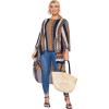 imageSOLY HUX Womens Plus Size Printed 34 Sleeve High Low Asymmetrical Top BlouseMulticoloured Striped