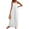 imageSOLY HUX Womens Strapless Sleeveless Tie Back Tube Jumpsuit Wide Leg Loose PantsPlain White