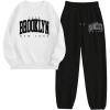 imageSOLY HUX Womens Sweatsuit 2 Piece Letter Graphic Long Sleeve Sweatshirt and Pants Outfits Set Casual TracksuitsBlack and White