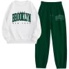 imageSOLY HUX Womens Sweatsuit 2 Piece Letter Graphic Long Sleeve Sweatshirt and Pants Outfits Set Casual TracksuitsWhite and Green