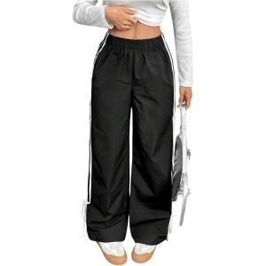 imageSOLY HUX Womens Elastic Waist Straight Leg Pants Side Striped Knot Casual Baggy SweatpantsBlack Striped