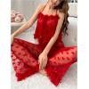 imageSOLY HUX Pajama Sets for Women 2 Piece Mesh Sheer Sleepwear Heart Floral Appliques Cami Top and Pants LoungewearRed Heart