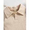 imageSOLY HUX Toddler Girls 2 Piece Outfits Ribbed Knit Short Sleeve Tee Tank Top Plaid Pleated Skirt SetKhaki Plaid