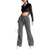 imageSOLY HUX Womens Bell Bottom Sweatpants Drawstring Waist Flare Leggings Yoga Athletic PantsDark Grey