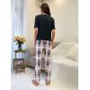 imageSOLY HUX Womens Heart Letter Print Short Sleeve T Shirt and Plaid Pants 2 Piece Summer Pajama SetBlack Heart