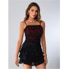 imageSOLY HUX Womens Ruched Lace Cami Top Drawstring Sleeveless Clubwear Sexy Gothic TopsBlack Red Multi