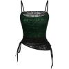 imageSOLY HUX Womens Ruched Lace Cami Top Drawstring Sleeveless Clubwear Sexy Gothic TopsBlack and Green