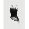 imageSOLY HUX Womens Ruched Lace Cami Top Drawstring Sleeveless Clubwear Sexy Gothic TopsPlain Black