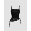 imageSOLY HUX Womens Ruched Lace Cami Top Drawstring Sleeveless Clubwear Sexy Gothic TopsSolid Black