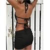 imageSOLY HUX Womens Skirt Set 2 Piece Outfits Backless Halter Crop Top and Mini Skirts Party Clubwear SetsPure Black
