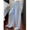 imageSOLY HUX Womens Striped Pants Tie Front Elastic High Waisted Wide Leg Baggy Long PantsBlue Striped
