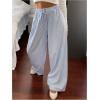 imageSOLY HUX Womens Striped Pants Tie Front Elastic High Waisted Wide Leg Baggy Long PantsBlue Striped