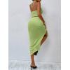 imageSOLY HUX Womens Summer 2 Piece Sexy Bodycon Outfits With Crop Halter Top ampamp Drawstring Split Thigh SkirtPure Lime Green