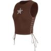 imageSOLY HUX Womens Tank Tops Y2K Sleeveless Ribbed Star Crop Tank Top Summer Going Out TopsCoffee Brown