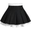 imageSOLY HUX Womens Mini Skirt Pleated High Waisted Layered A Line Color Block Casual SkirtsBlack and White