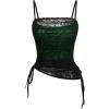 imageSOLY HUX Womens Ruched Lace Cami Top Drawstring Sleeveless Clubwear Sexy Gothic TopsBlack and Green