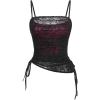 imageSOLY HUX Womens Ruched Lace Cami Top Drawstring Sleeveless Clubwear Sexy Gothic TopsBlack and Red