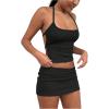 imageSOLY HUX Womens Skirt Set 2 Piece Outfits Backless Halter Crop Top and Mini Skirts Party Clubwear SetsPure Black