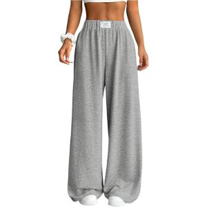 imageSOLY HUX Girls Wide Leg Sweatpants Elastic High Waisted Loose Baggy Pants with PocketsSolid Grey